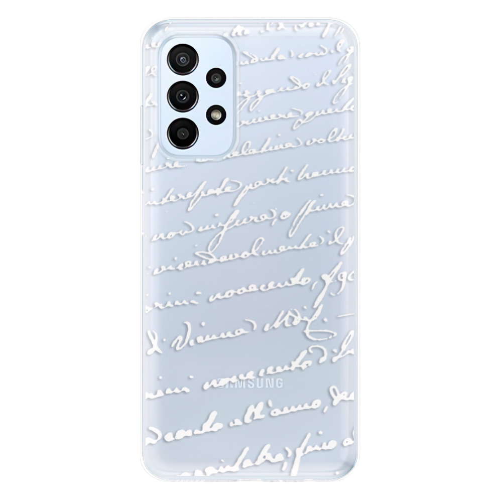 Odolné silikonové pouzdro iSaprio - Handwriting 01 - white - Samsung Galaxy A23 / A23 5G