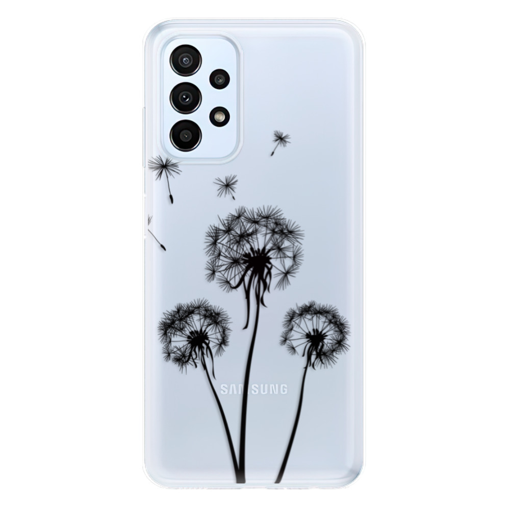Odolné silikonové pouzdro iSaprio - Three Dandelions - black - Samsung Galaxy A23 / A23 5G