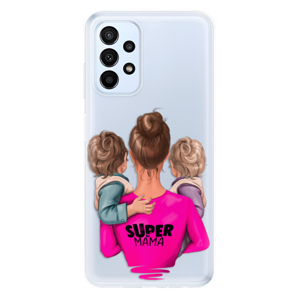 Odolné silikonové pouzdro iSaprio - Super Mama - Two Boys - Samsung Galaxy A23 / A23 5G