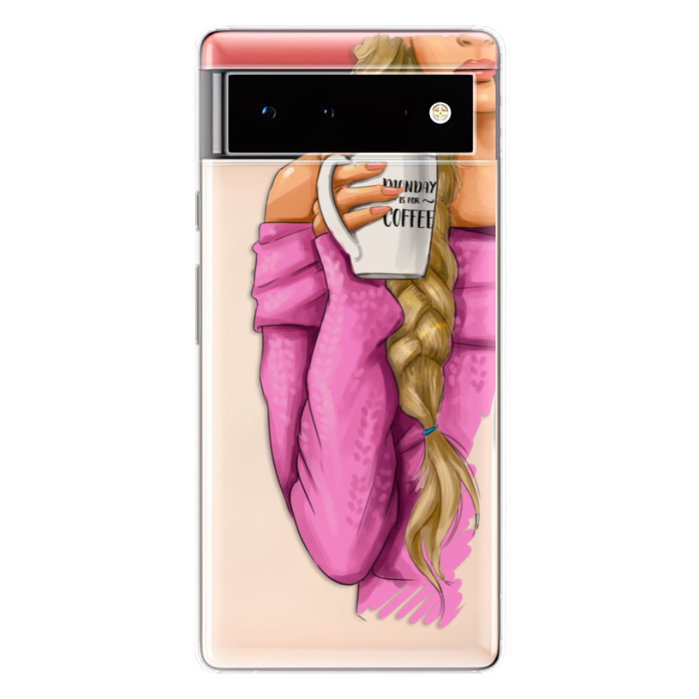 Odolné silikonové pouzdro iSaprio - My Coffe and Blond Girl - Google Pixel 6 5G
