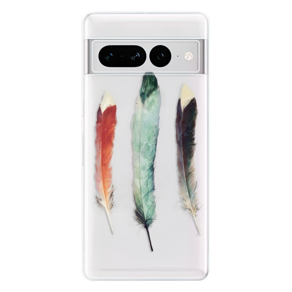 Odolné silikonové pouzdro iSaprio - Three Feathers - Google Pixel 7 Pro 5G