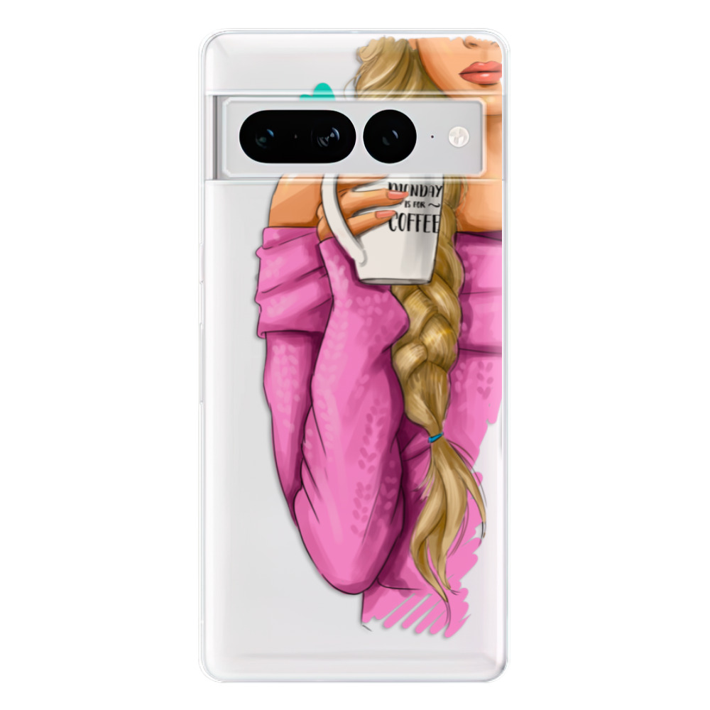 Odolné silikonové pouzdro iSaprio - My Coffe and Blond Girl - Google Pixel 7 Pro 5G