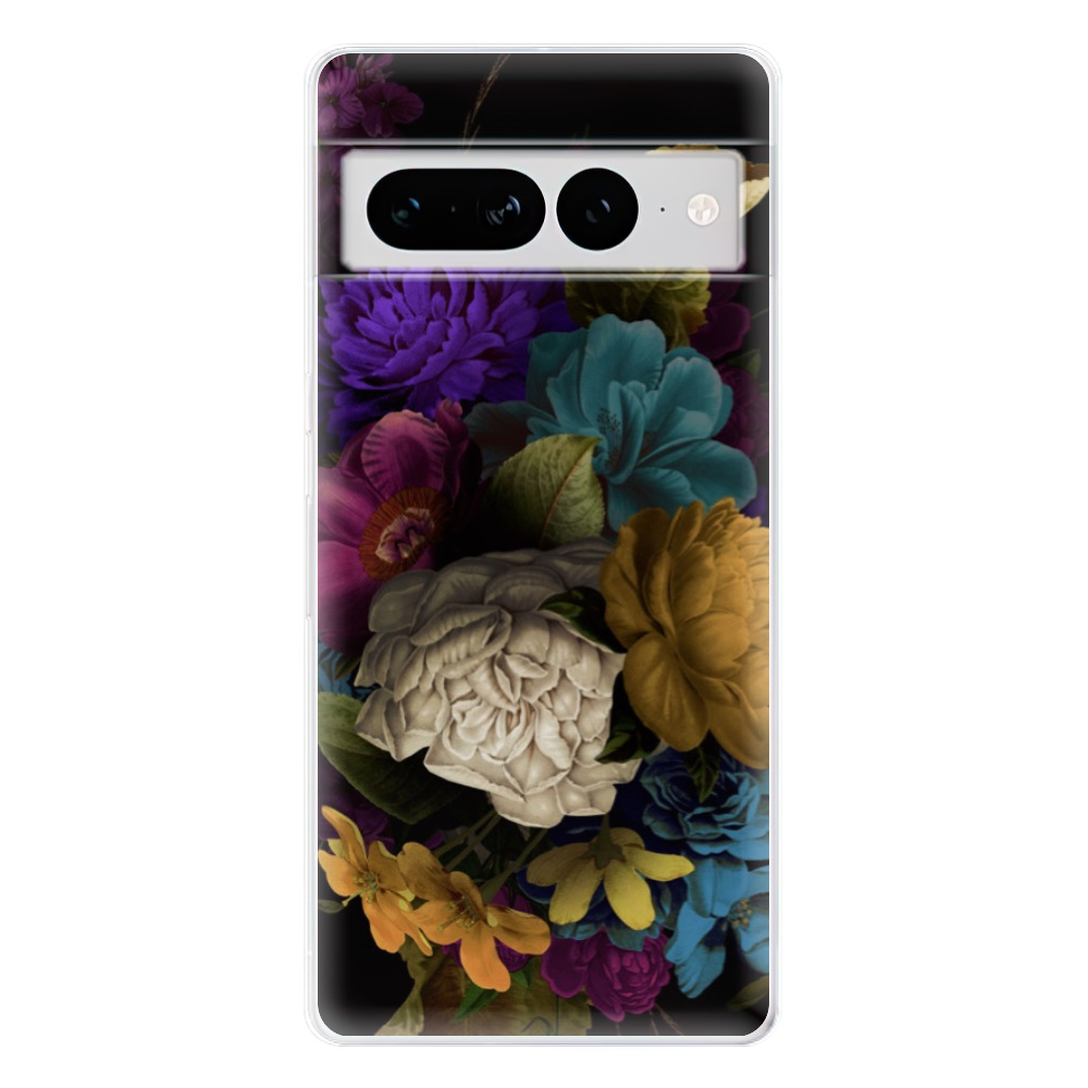 Odolné silikonové pouzdro iSaprio - Dark Flowers - Google Pixel 7 Pro 5G