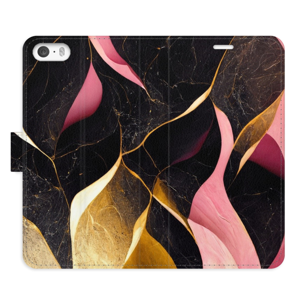 Flipové pouzdro iSaprio - Gold Pink Marble 02 - iPhone 5/5S/SE