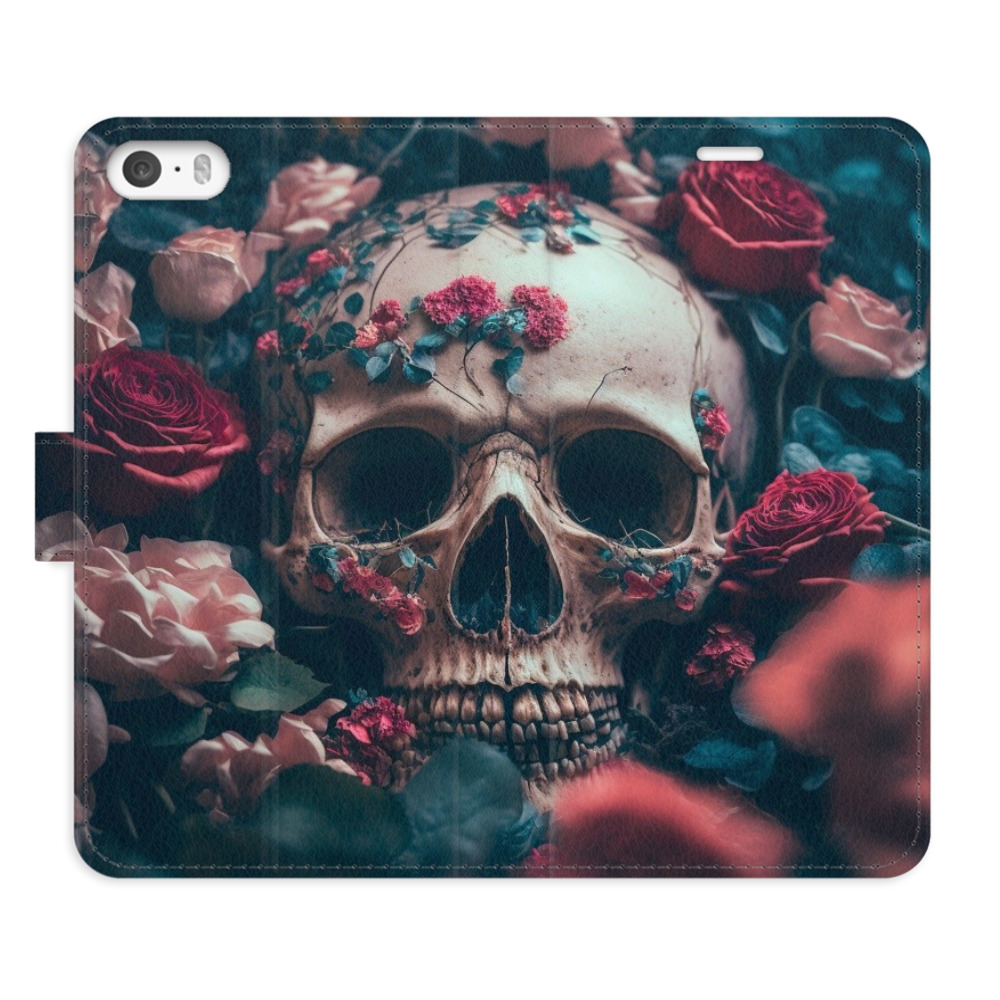 Flipové pouzdro iSaprio - Skull in Roses 02 - iPhone 5/5S/SE