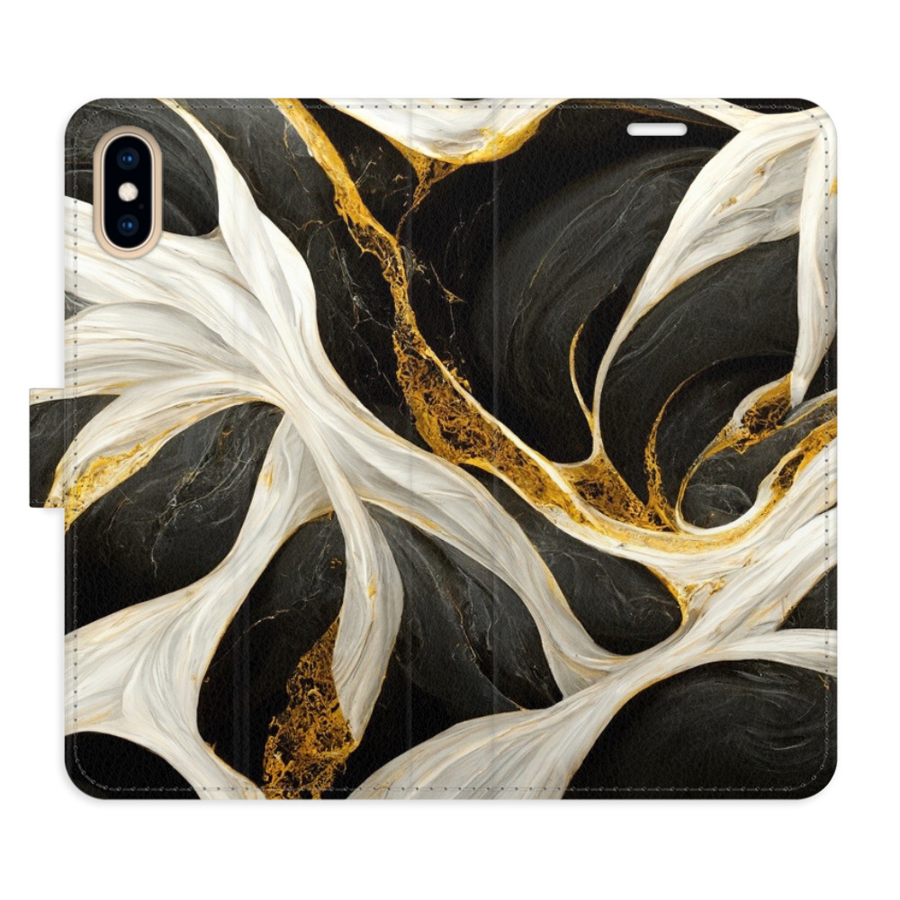 Flipové pouzdro iSaprio - BlackGold Marble - iPhone X/XS