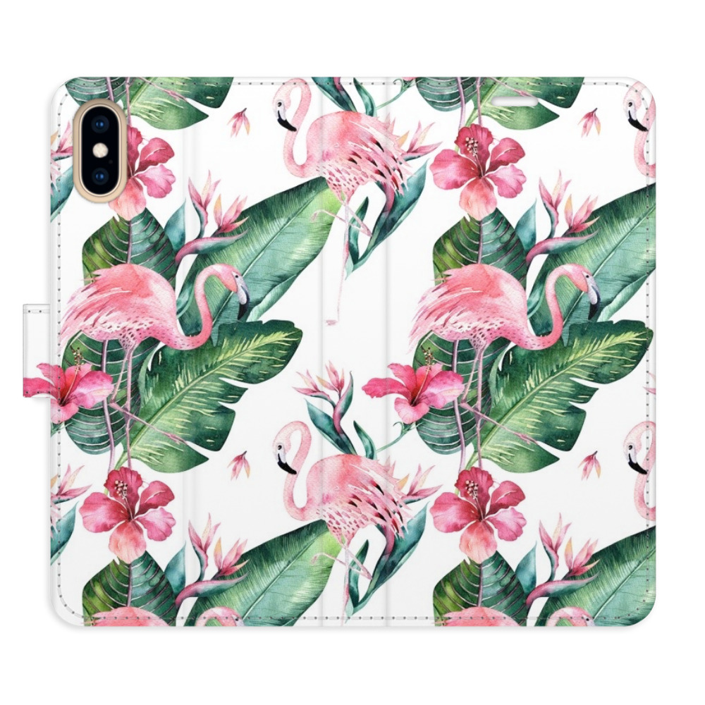 Flipové pouzdro iSaprio - Flamingos Pattern - iPhone X/XS