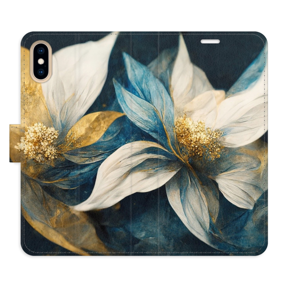 Flipové pouzdro iSaprio - Gold Flowers - iPhone X/XS