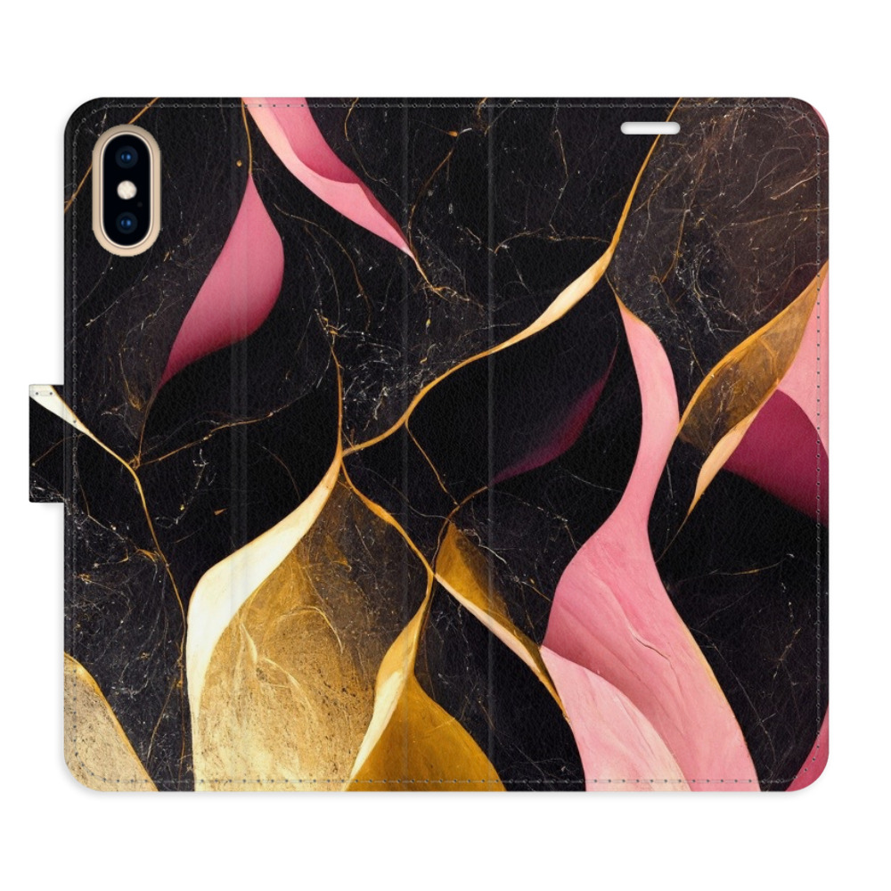 Flipové pouzdro iSaprio - Gold Pink Marble 02 - iPhone X/XS