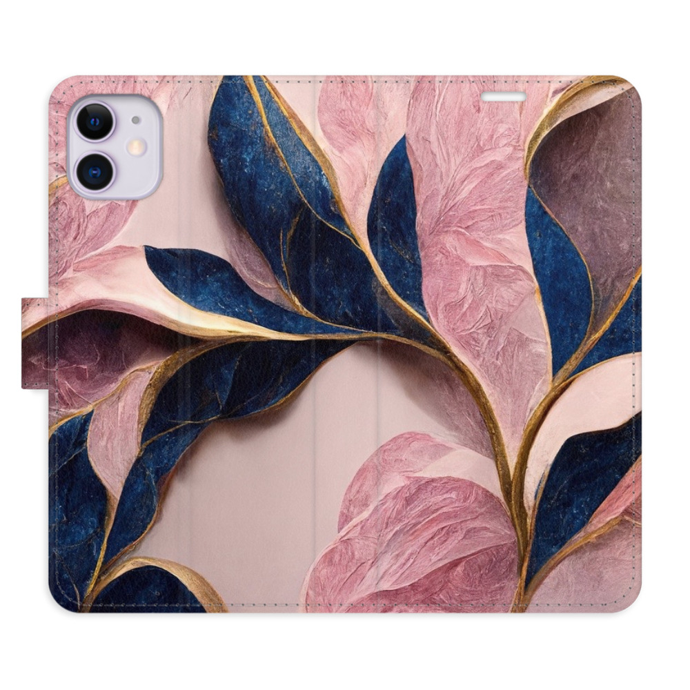 Flipové pouzdro iSaprio - Pink Leaves - iPhone 11