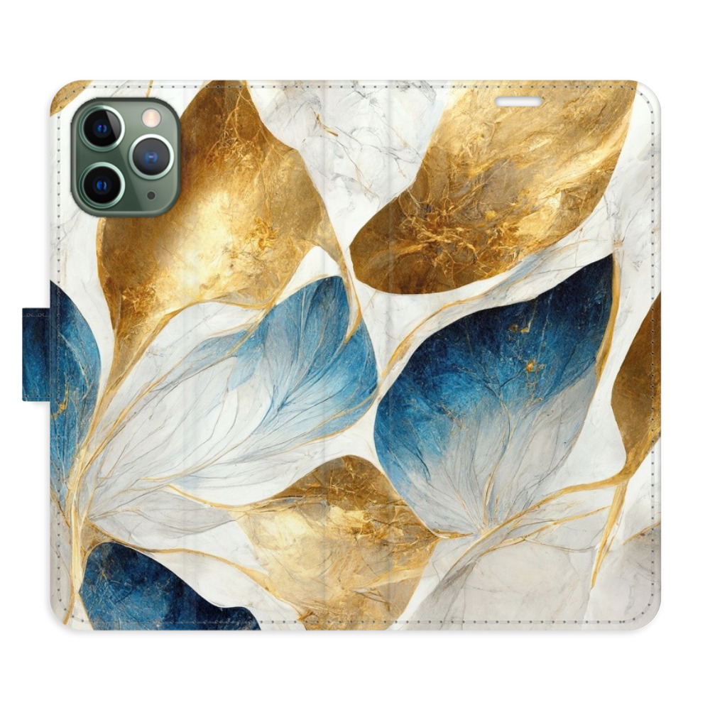 Flipové pouzdro iSaprio - GoldBlue Leaves - iPhone 11 Pro