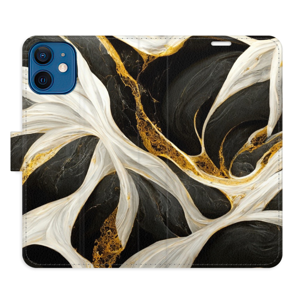 Flipové pouzdro iSaprio - BlackGold Marble - iPhone 12 mini
