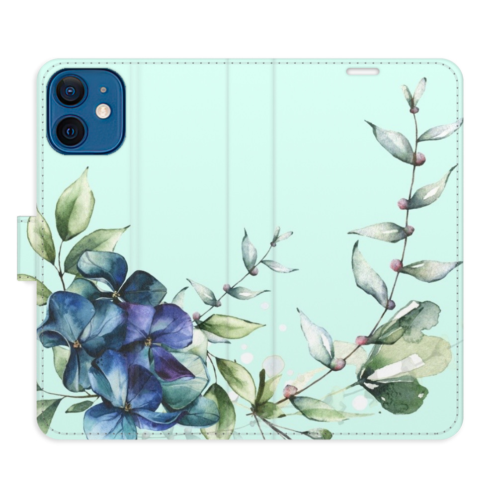 Flipové pouzdro iSaprio - Blue Flowers - iPhone 12 mini