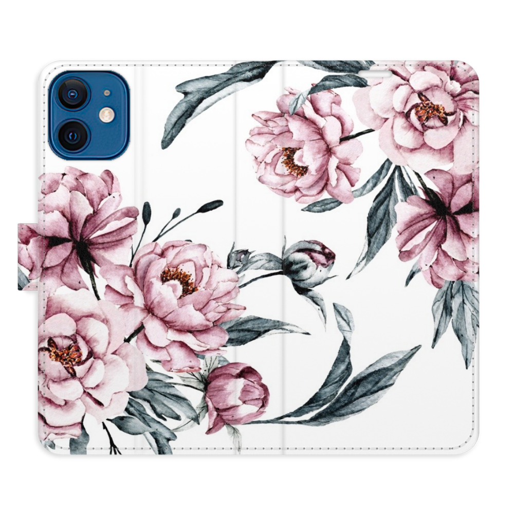 Flipové pouzdro iSaprio - Pink Flowers - iPhone 12 mini