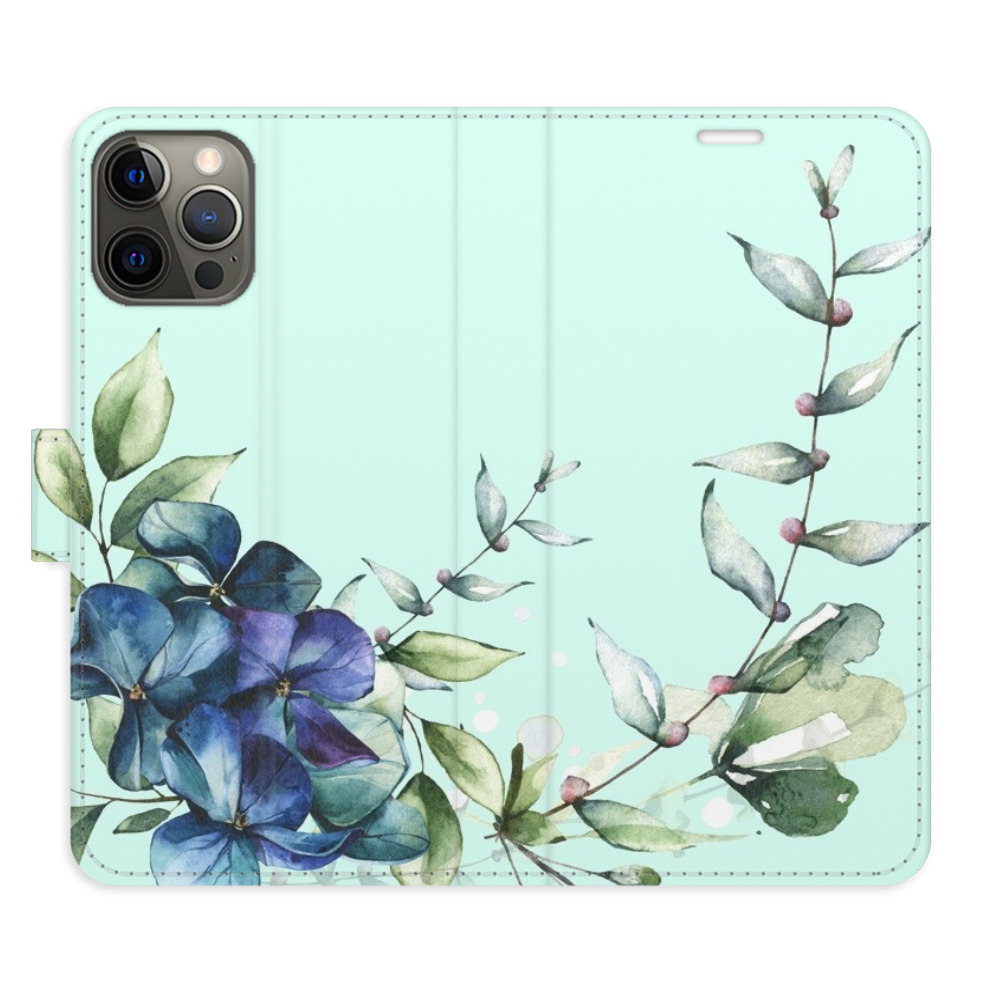 Flipové pouzdro iSaprio - Blue Flowers - iPhone 12/12 Pro