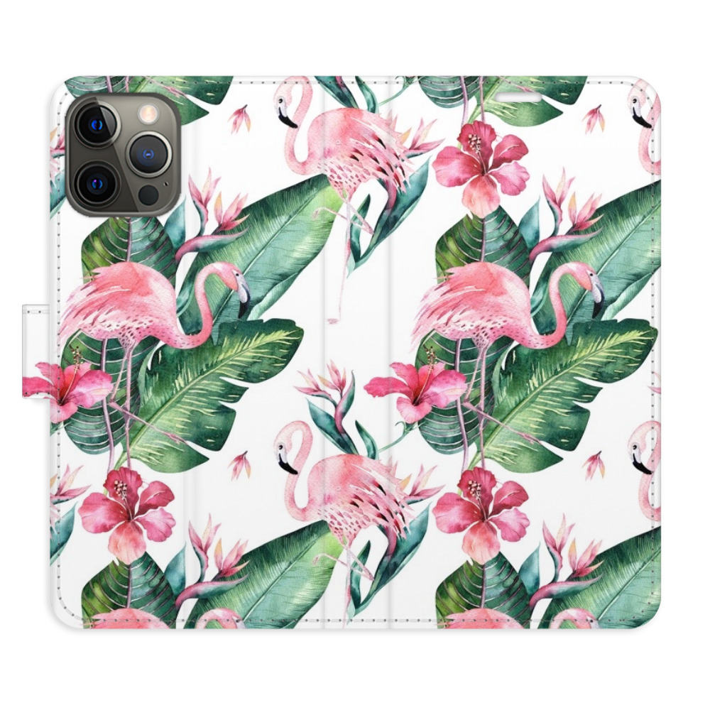 Flipové pouzdro iSaprio - Flamingos Pattern - iPhone 12/12 Pro