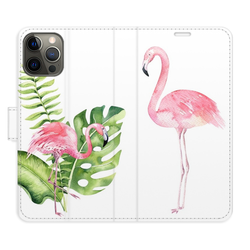 Flipové pouzdro iSaprio - Flamingos - iPhone 12/12 Pro