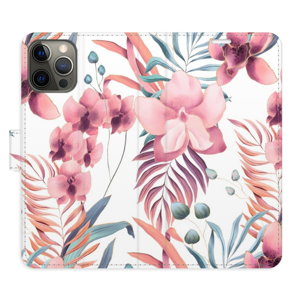 Flipové pouzdro iSaprio - Pink Flowers 02 - iPhone 12/12 Pro