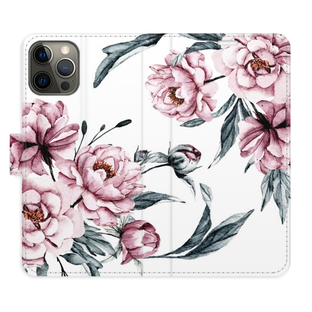 Flipové pouzdro iSaprio - Pink Flowers - iPhone 12/12 Pro