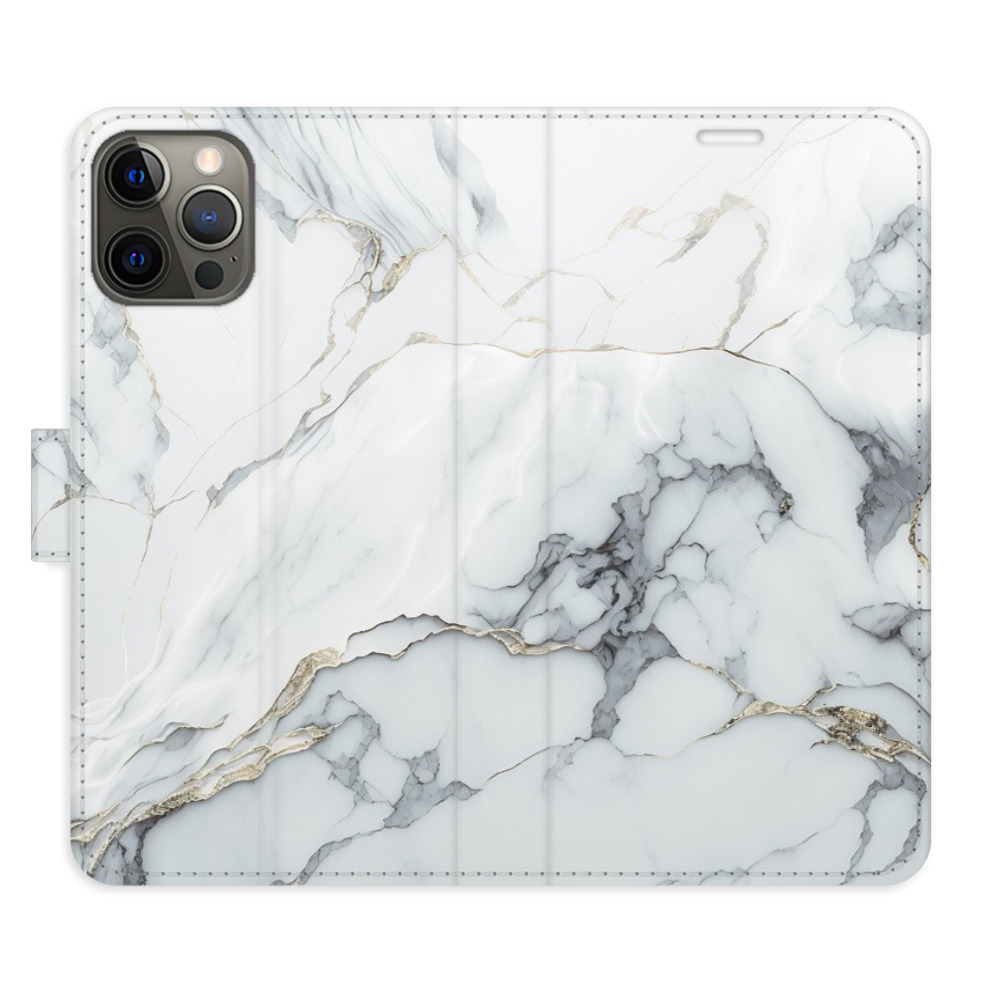 Flipové pouzdro iSaprio - SilverMarble 15 - iPhone 12/12 Pro