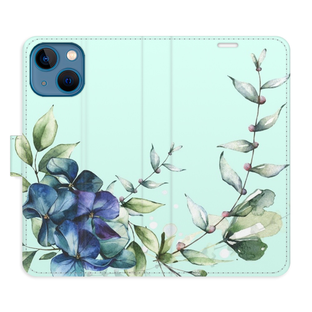 Flipové pouzdro iSaprio - Blue Flowers - iPhone 13 mini