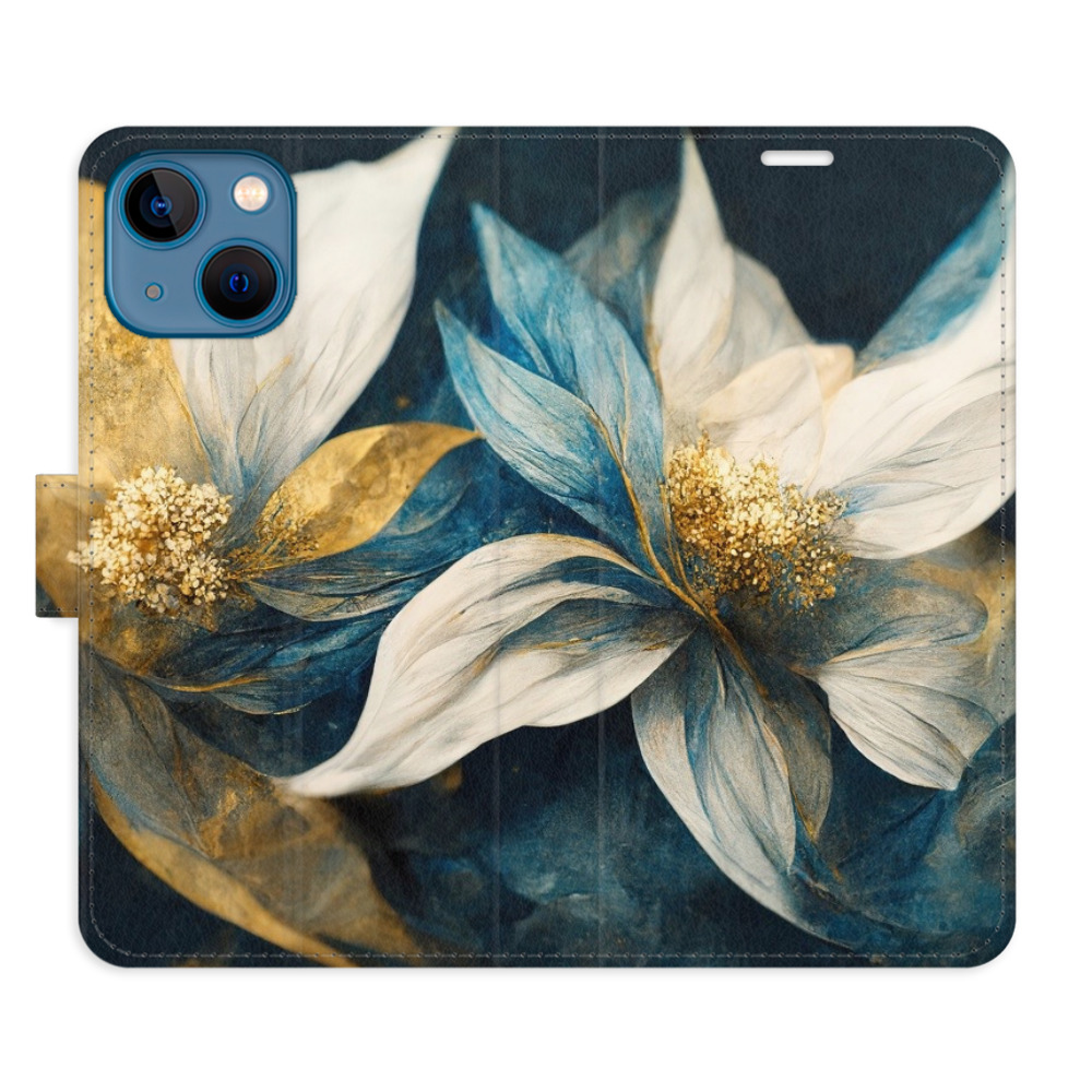 Flipové pouzdro iSaprio - Gold Flowers - iPhone 13 mini