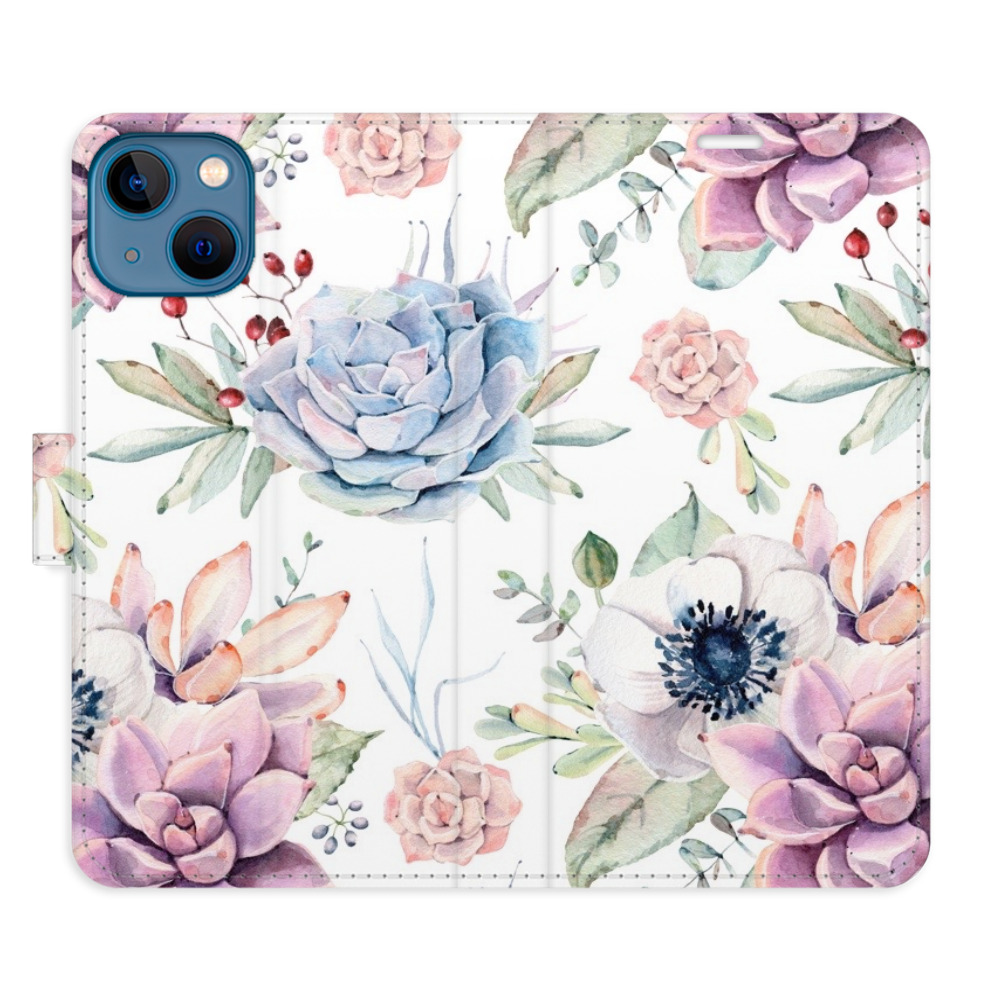 Flipové pouzdro iSaprio - Succulents Pattern - iPhone 13