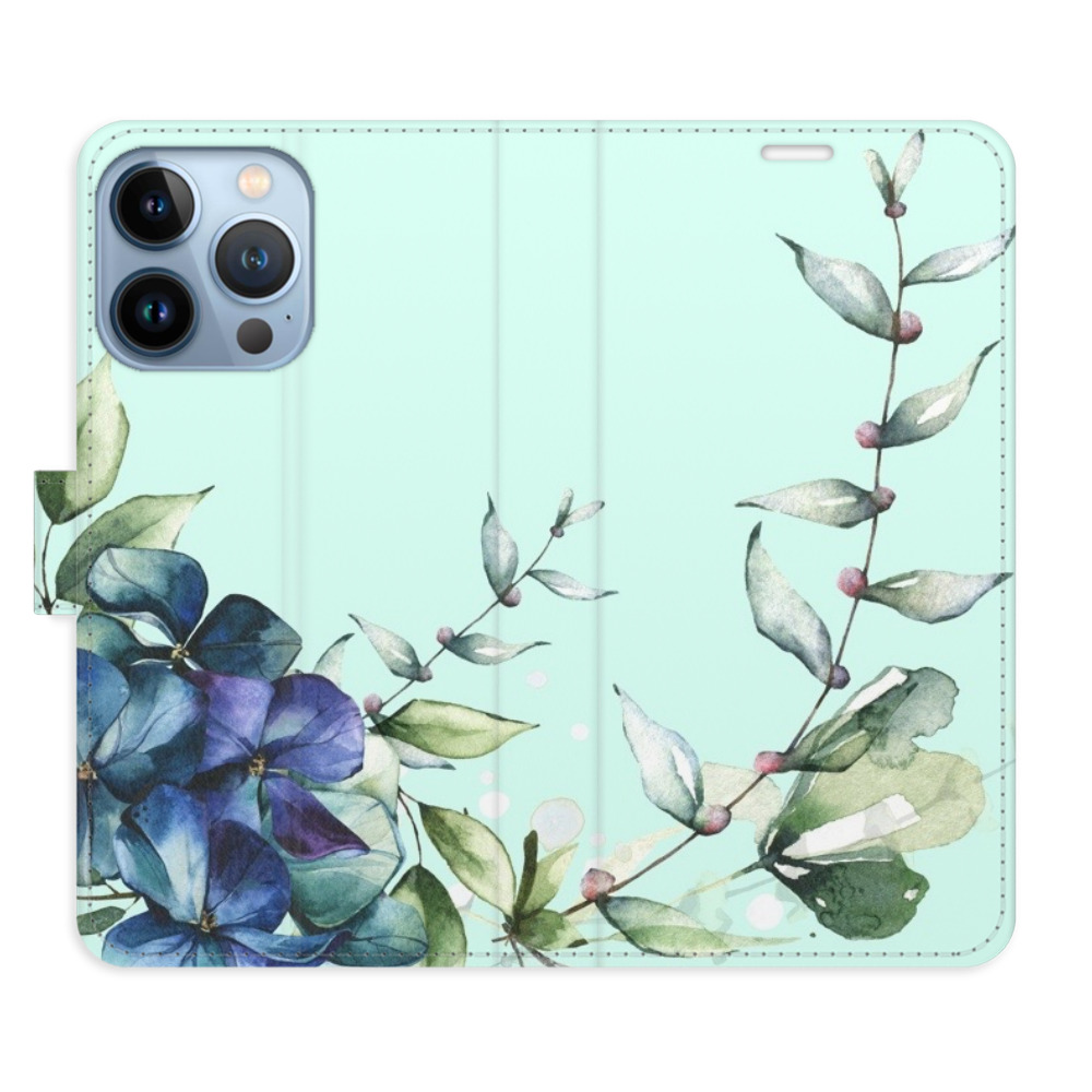 Flipové pouzdro iSaprio - Blue Flowers - iPhone 13 Pro