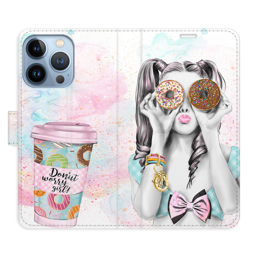 Flipové pouzdro iSaprio - Donut Worry Girl - iPhone 13 Pro