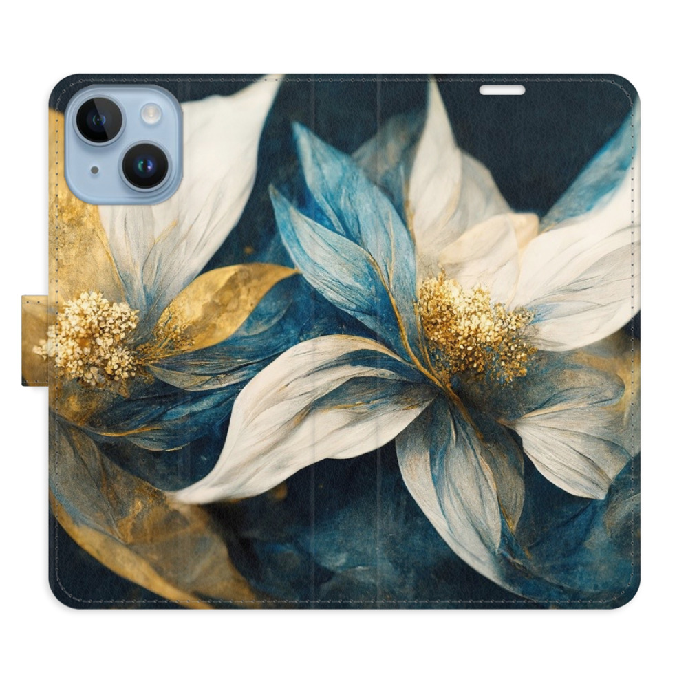 Flipové pouzdro iSaprio - Gold Flowers - iPhone 14