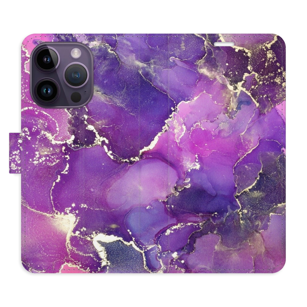 Flipové pouzdro iSaprio - Purple Marble - iPhone 14 Pro