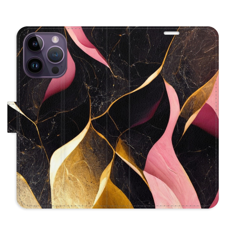 Flipové pouzdro iSaprio - Gold Pink Marble 02 - iPhone 14 Pro Max