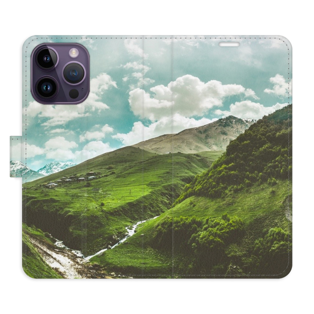 Flipové pouzdro iSaprio - Mountain Valley - iPhone 14 Pro Max