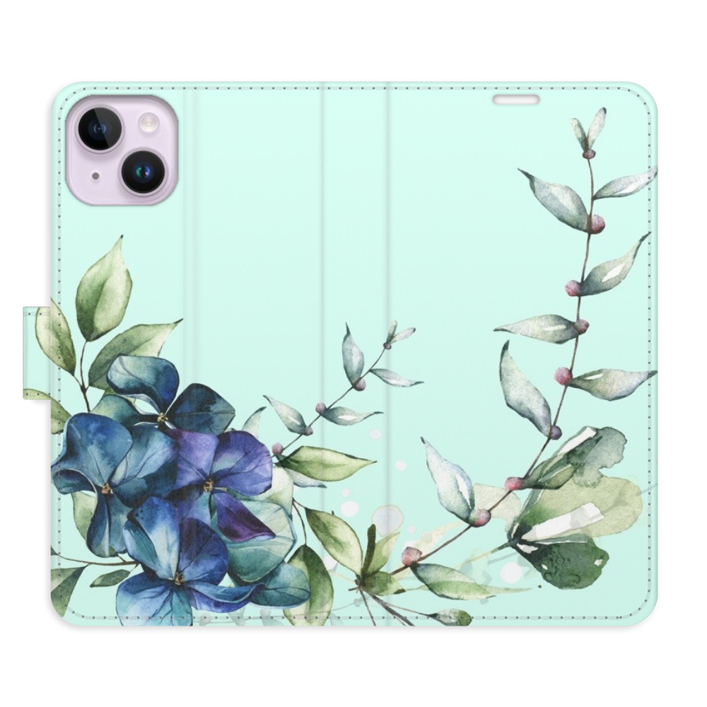 Flipové pouzdro iSaprio - Blue Flowers - iPhone 14 Plus
