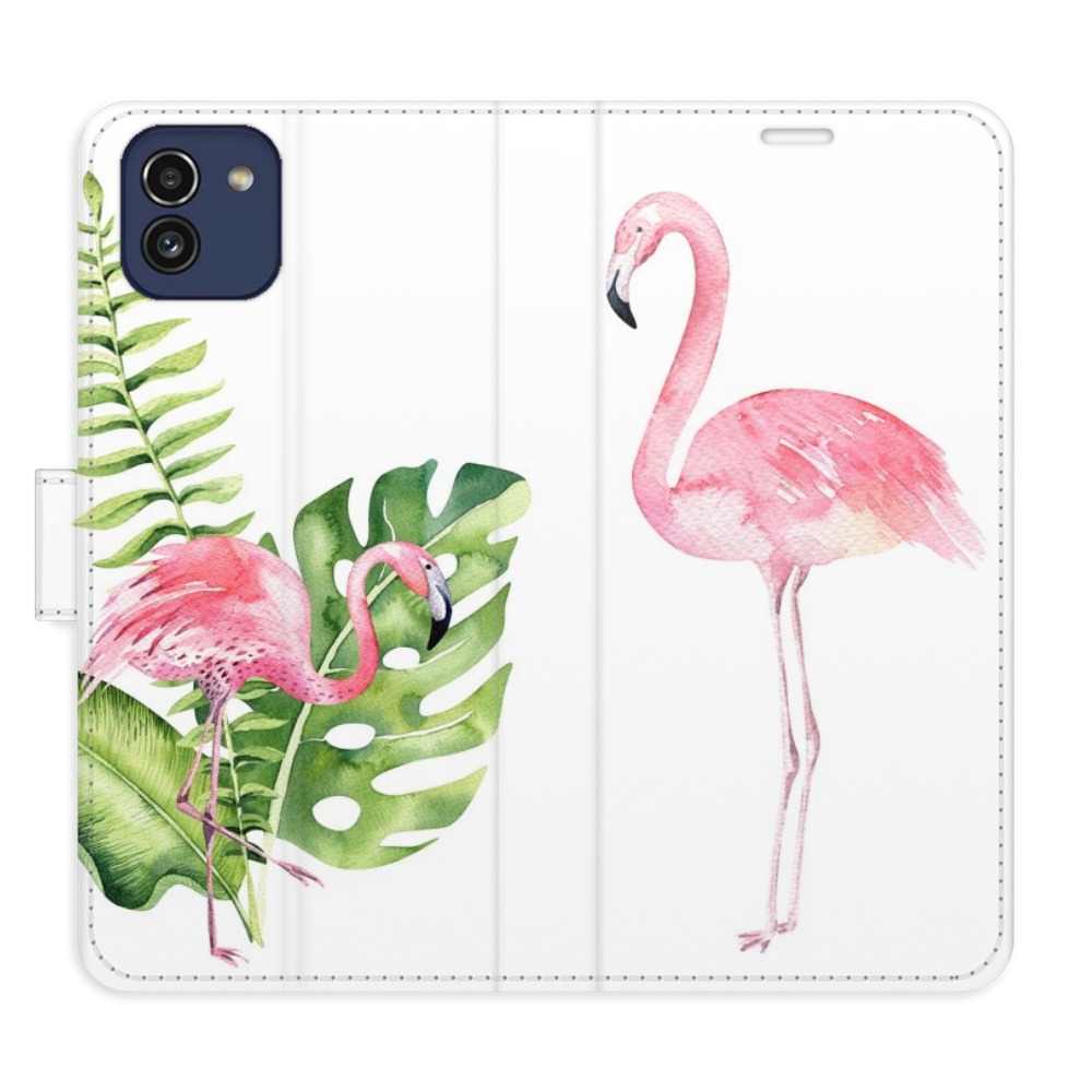 Flipové pouzdro iSaprio - Flamingos - Samsung Galaxy A03