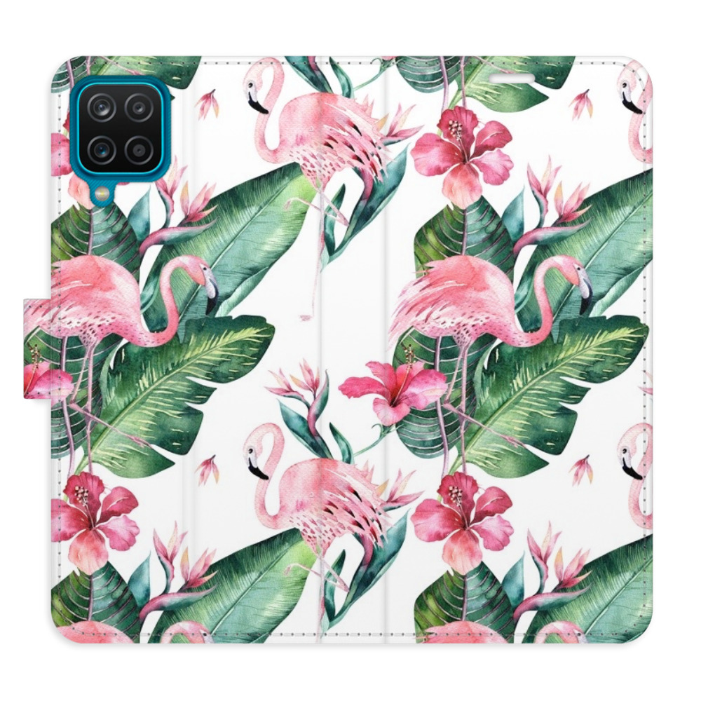 Flipové pouzdro iSaprio - Flamingos Pattern - Samsung Galaxy A12