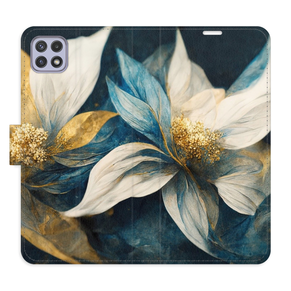 Flipové pouzdro iSaprio - Gold Flowers - Samsung Galaxy A22 5G