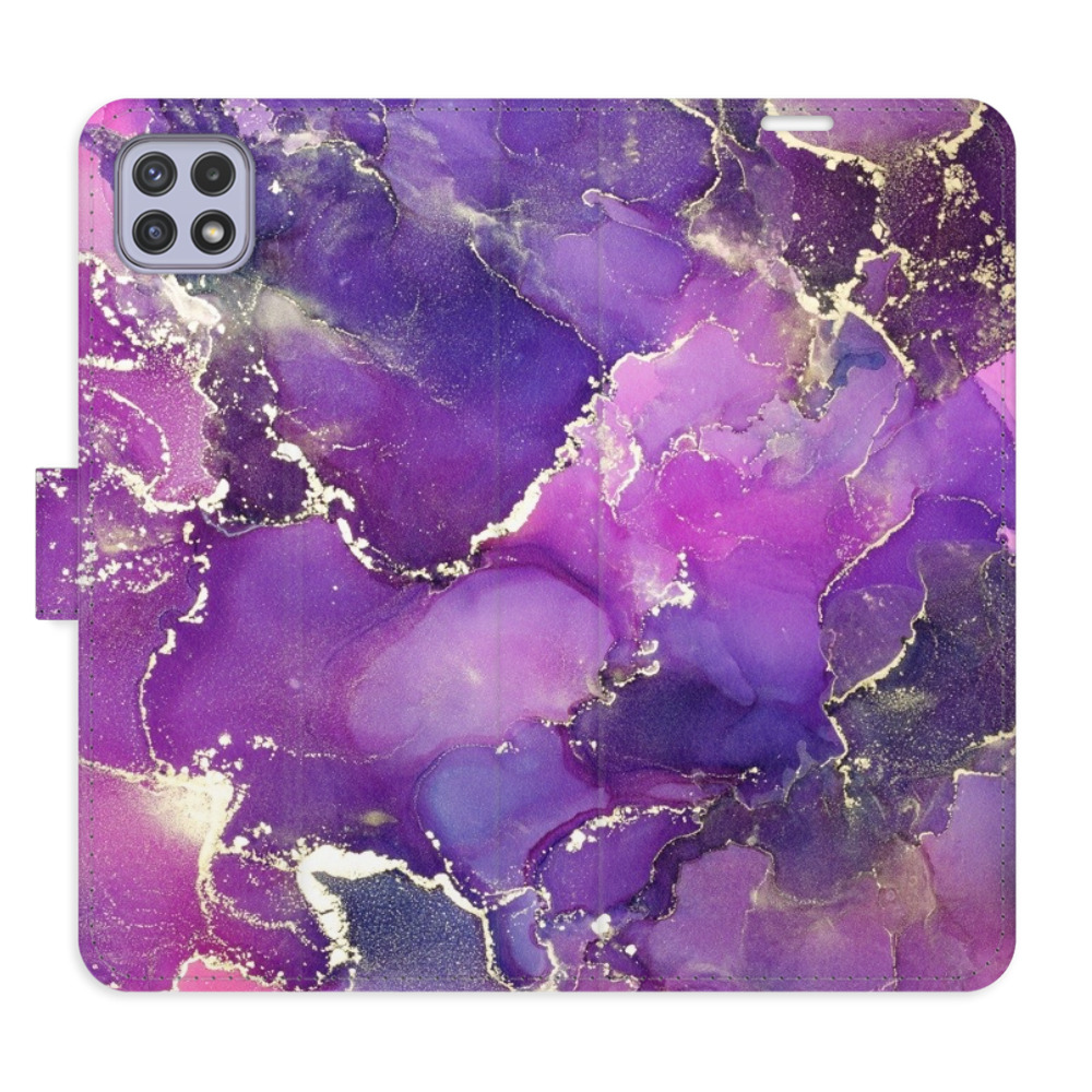 Flipové pouzdro iSaprio - Purple Marble - Samsung Galaxy A22 5G