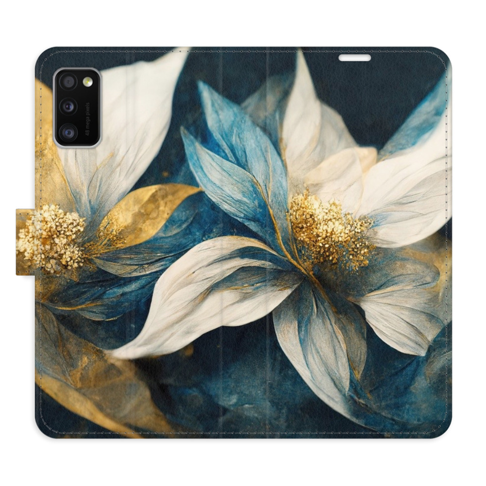 Flipové pouzdro iSaprio - Gold Flowers - Samsung Galaxy A41