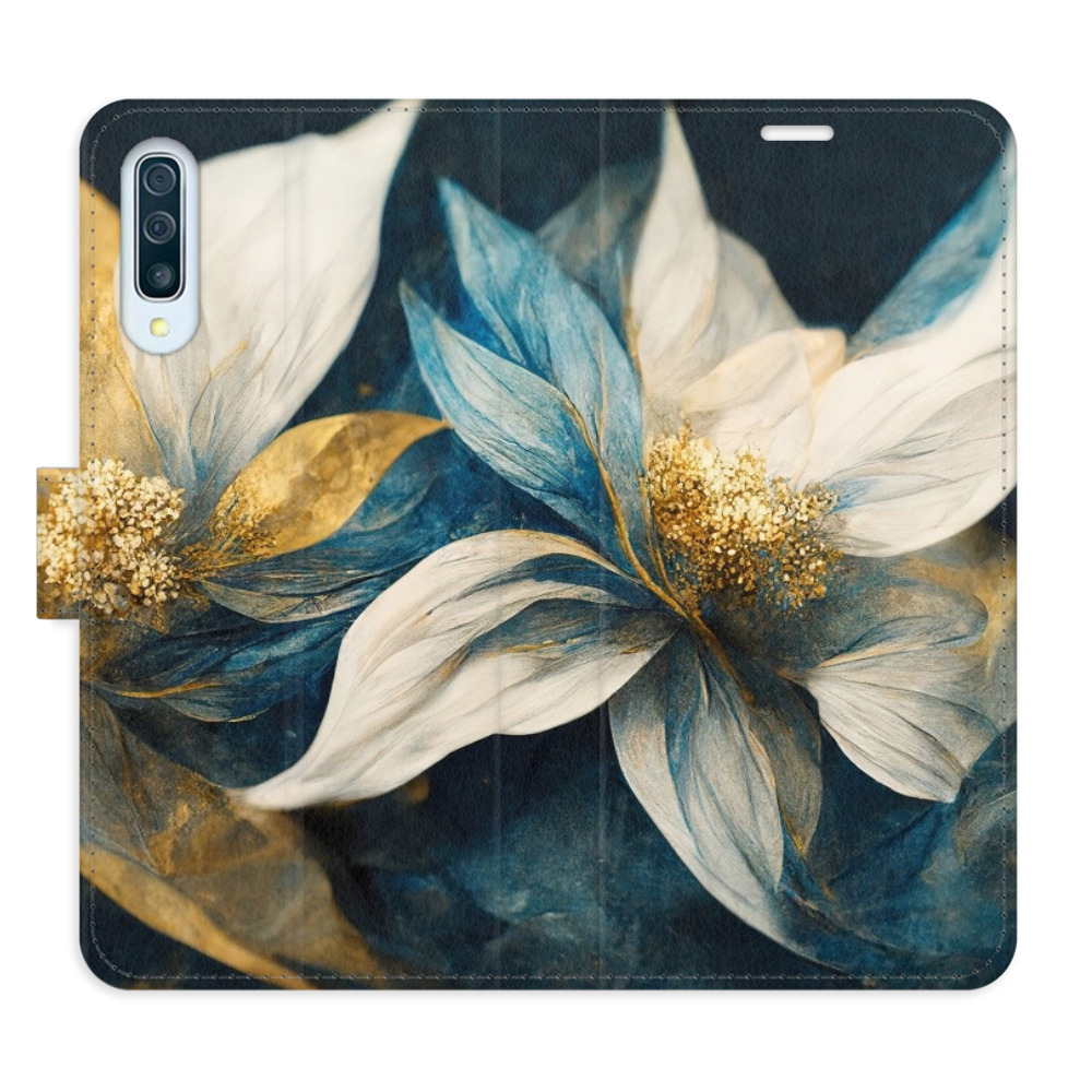 Flipové pouzdro iSaprio - Gold Flowers - Samsung Galaxy A50
