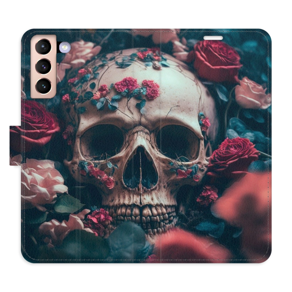 Flipové pouzdro iSaprio - Skull in Roses 02 - Samsung Galaxy S21