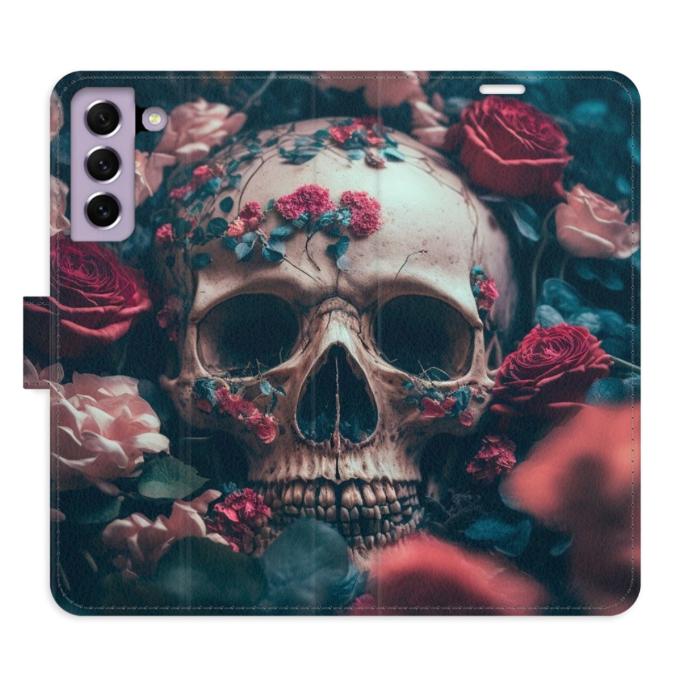 Flipové pouzdro iSaprio - Skull in Roses 02 - Samsung Galaxy S21 FE 5G