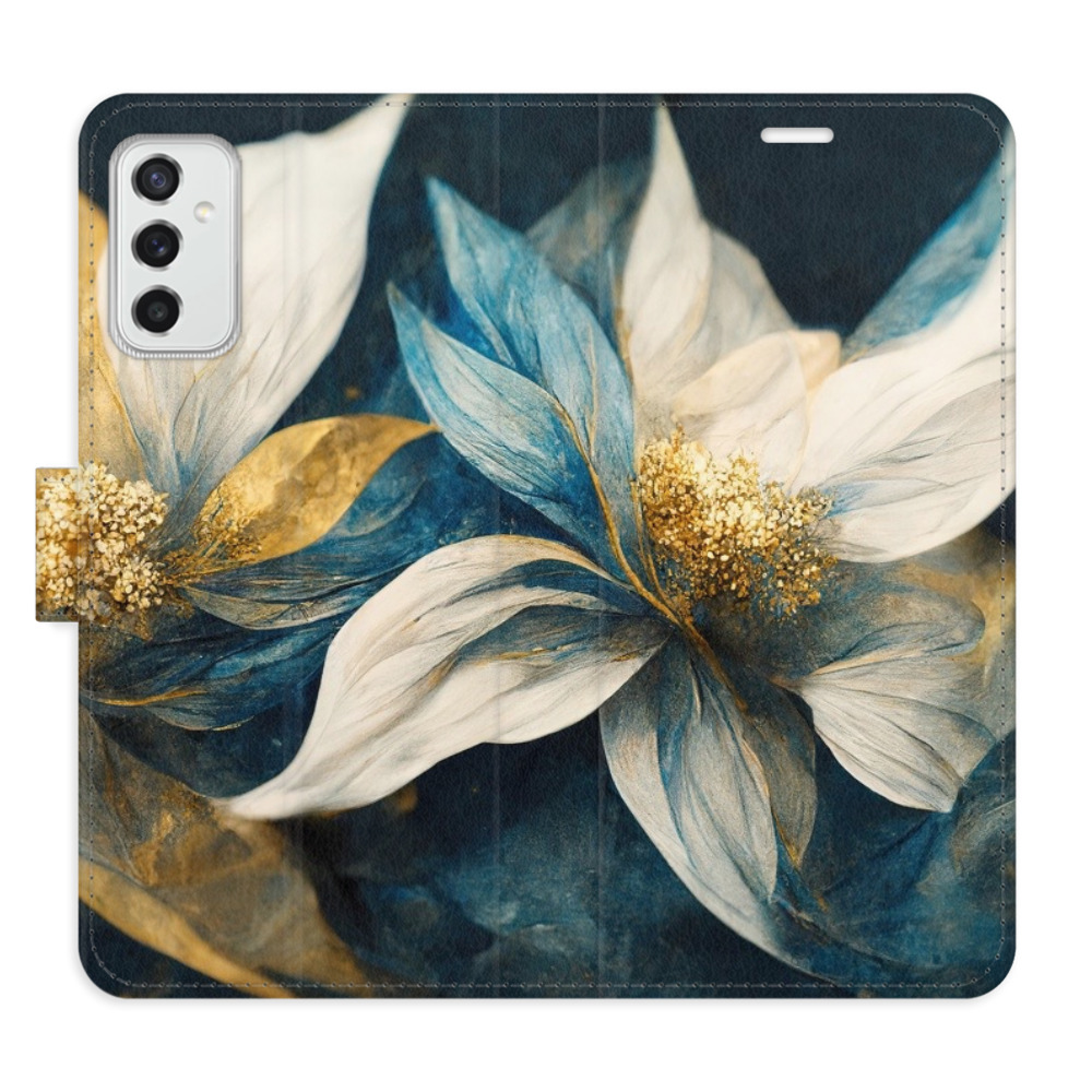 Flipové pouzdro iSaprio - Gold Flowers - Samsung Galaxy M52 5G