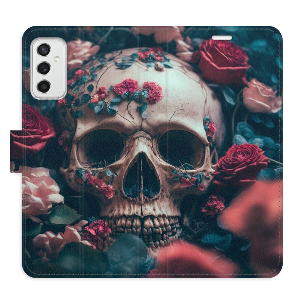 Flipové pouzdro iSaprio - Skull in Roses 02 - Samsung Galaxy M52 5G