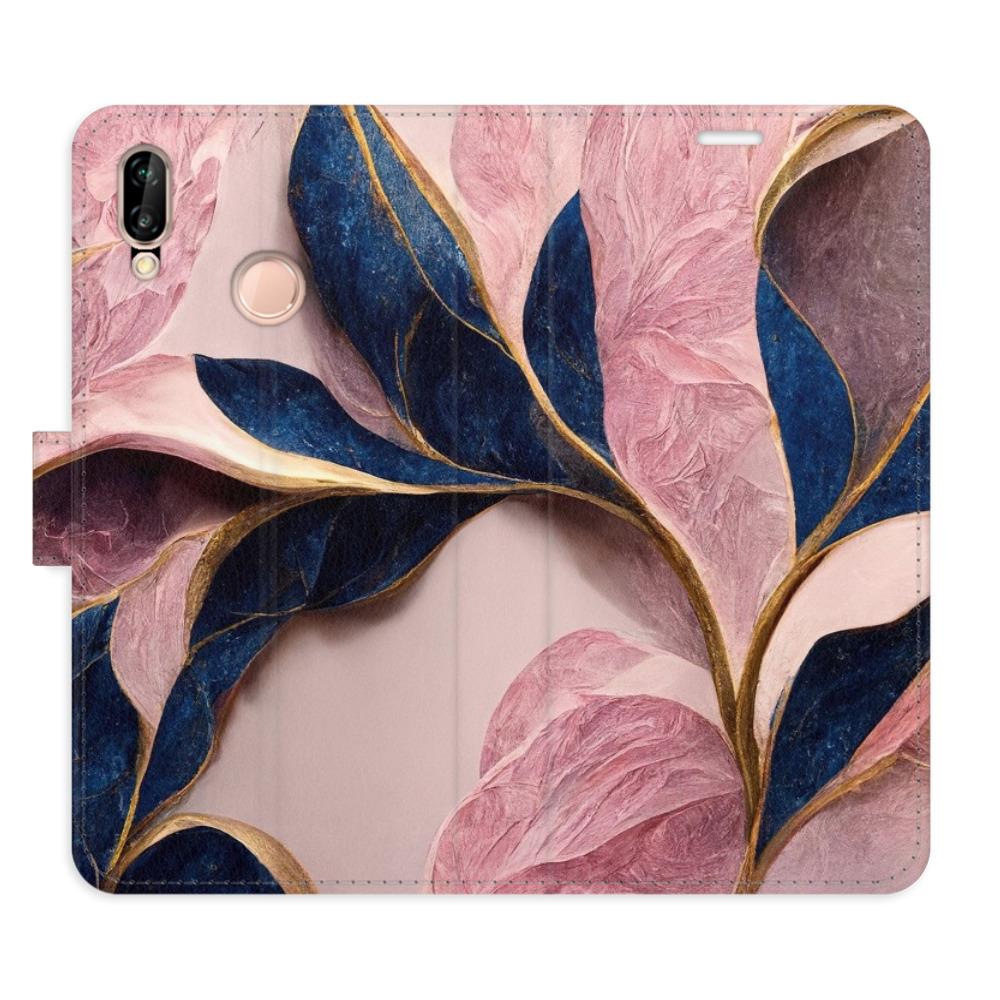 Flipové pouzdro iSaprio - Pink Leaves - Huawei P20 Lite