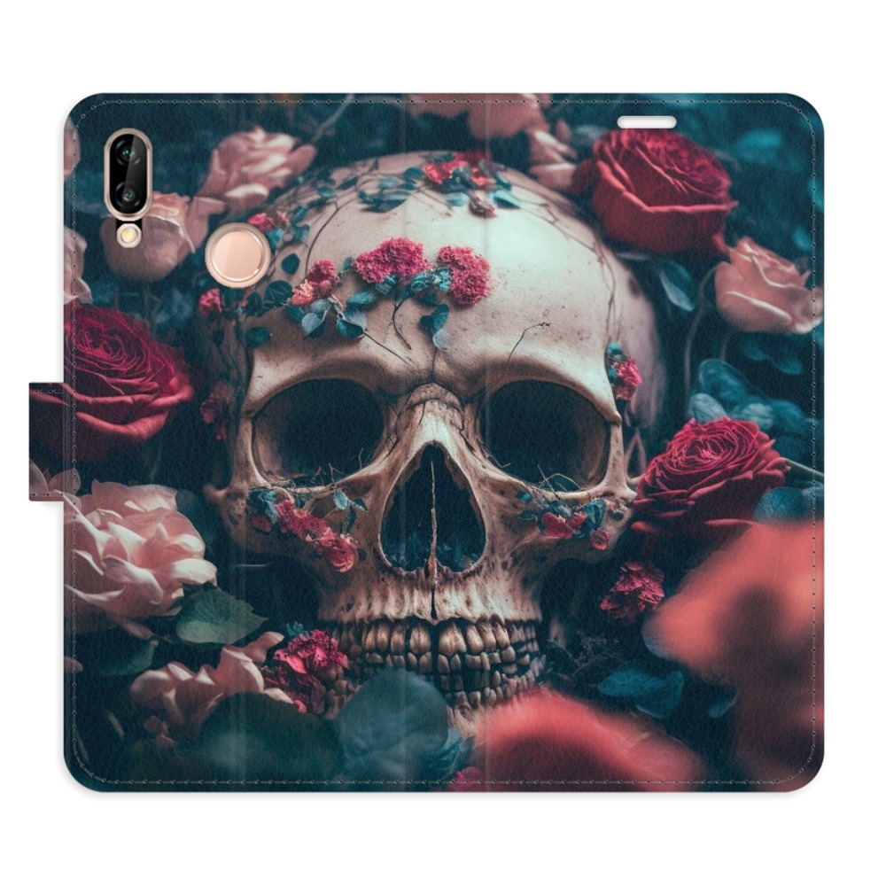 Flipové pouzdro iSaprio - Skull in Roses 02 - Huawei P20 Lite