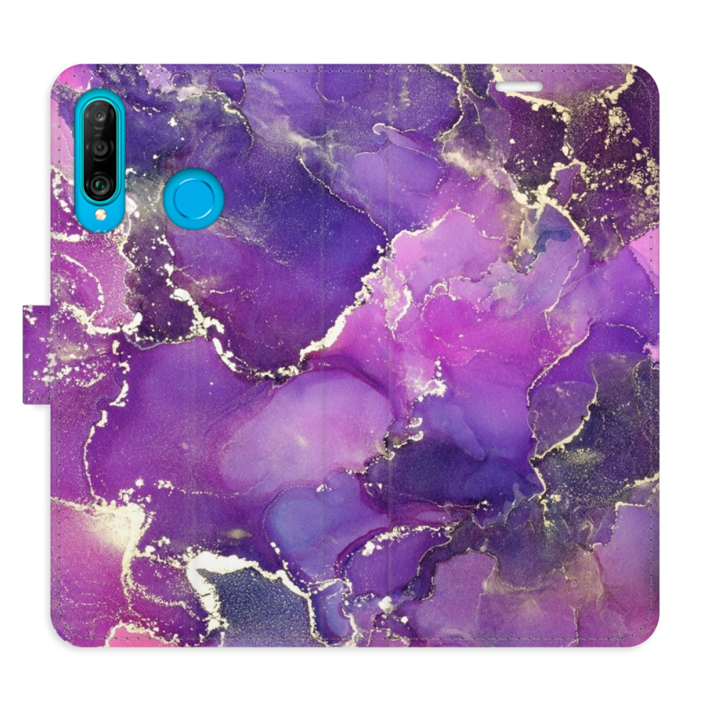 Flipové pouzdro iSaprio - Purple Marble - Huawei P30 Lite