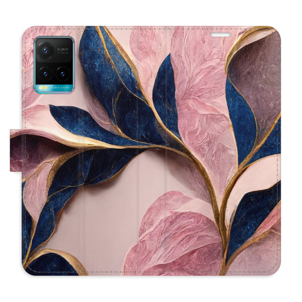 Flipové pouzdro iSaprio - Pink Leaves - Vivo Y21 / Y21s / Y33s