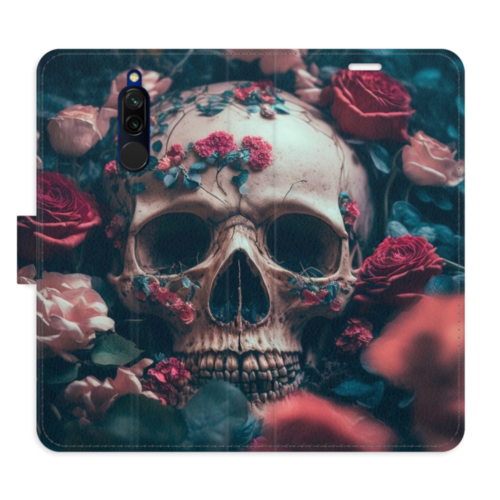 Flipové pouzdro iSaprio - Skull in Roses 02 - Xiaomi Redmi 8