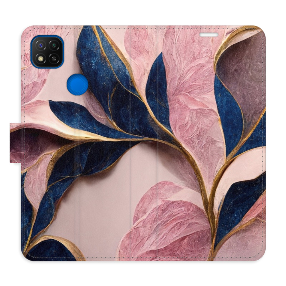 Flipové pouzdro iSaprio - Pink Leaves - Xiaomi Redmi 9C